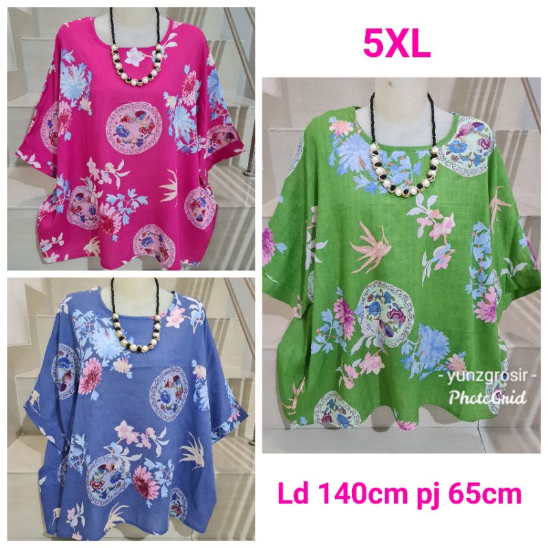 Blouse Brukat dan Kaos Bunga Import Jumbo XL-5XL-5