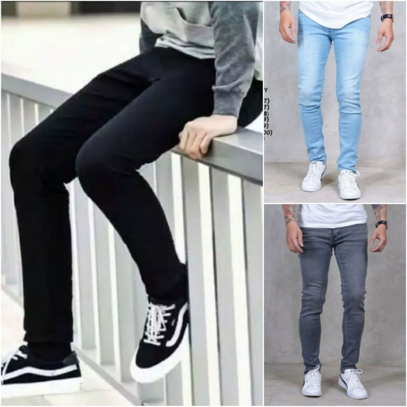 celana jeans Hitam Bioblitz Abu celana jeans panjang skinny semi slimfit cowo/cowok/pria meral