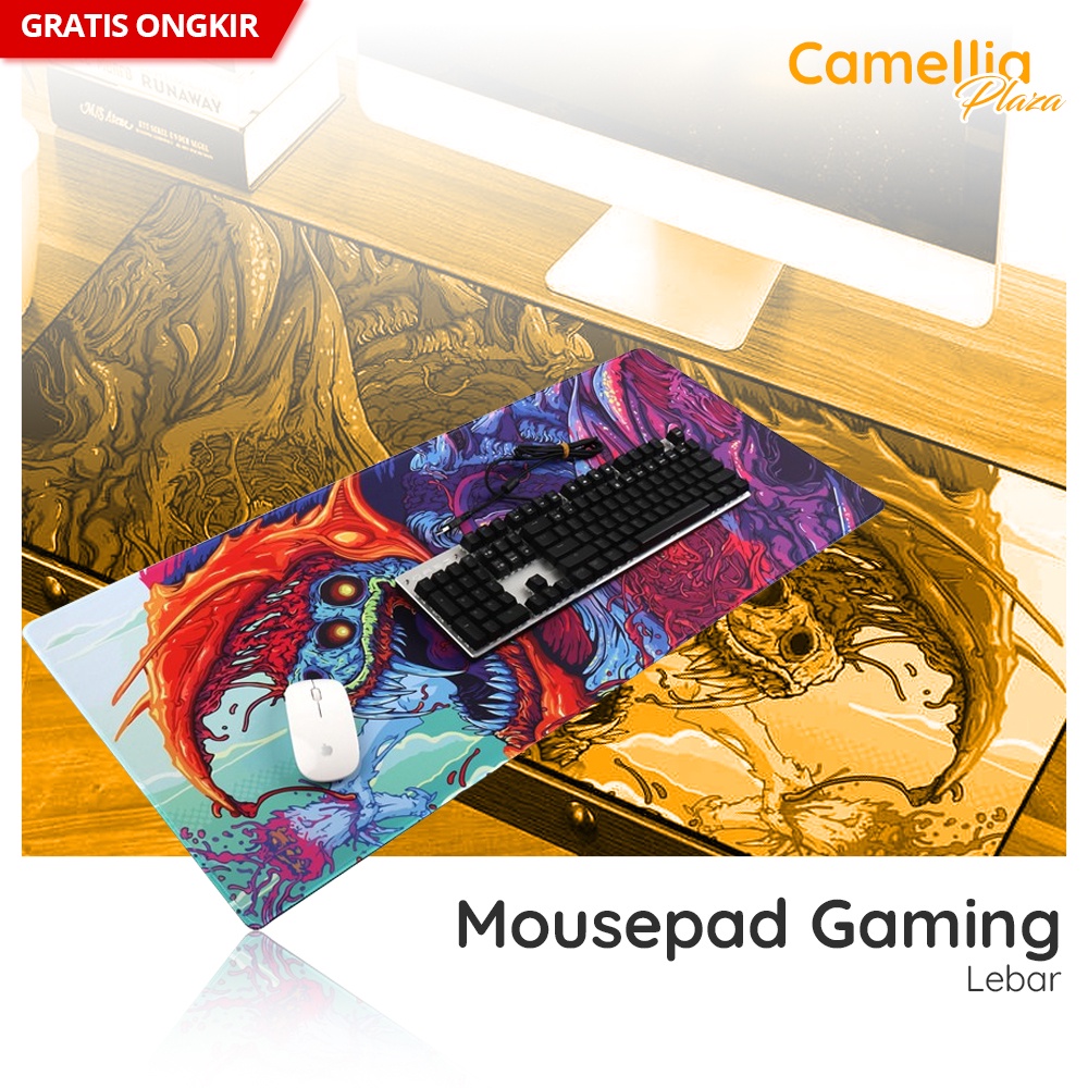 Mouse Pad Gaming Rubber Lebar Motif Alas Keyboard Mousepad Gaming XL - XXL Desk Mat Anti Slip