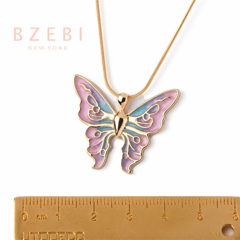 Bzebi Kalung Barbie Fairytopia Emas 18k Elina Liontin Kupu-Kupu Anti Karat Bahan Titanium Steel Aksesoris Fashion Perhiasan Gaya Korea Hadiah Ulang Tahun Dengan Box Eksklusif 35n