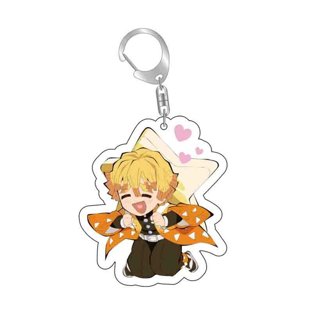 ROW Acrylic Key Chain Cosplay Kamado Tanjirou Demon Slayer Anime Pendant Cartoon No Yaiba Kimetsu