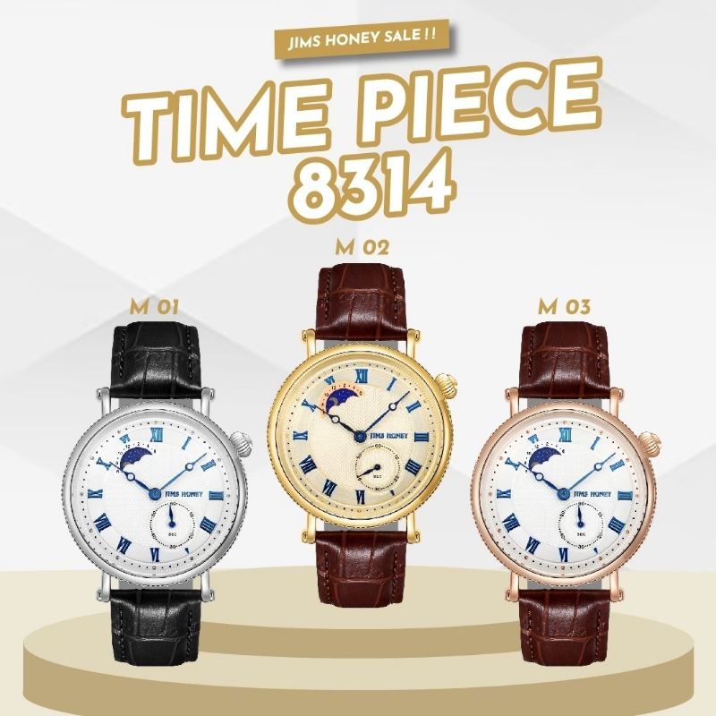 JIMS HONEY JH TIMEPIECE KODE 8314 JAM TANGAN PRIA KULIT WATCH JIMSHONEY GROSIR