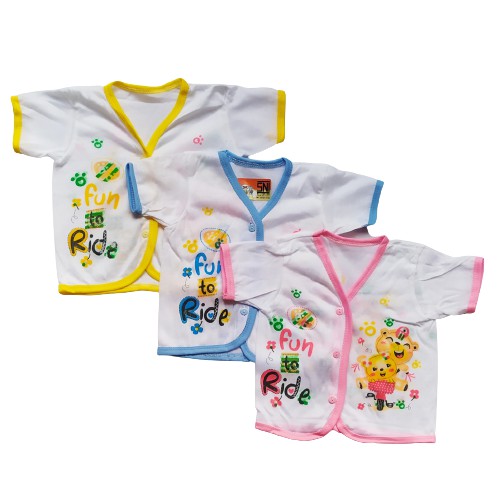 3 Pcs Baju bayi lengan pendek nb Motif   atasan bayi  baju bayi lengan pendek  Baju bayi 0-6 bL