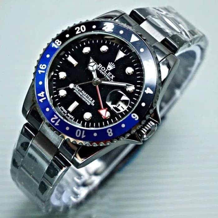 JAM TANGAN PRIA ROLEX OYSTER AUTOMATIC TANGGAL - Hitam Biru