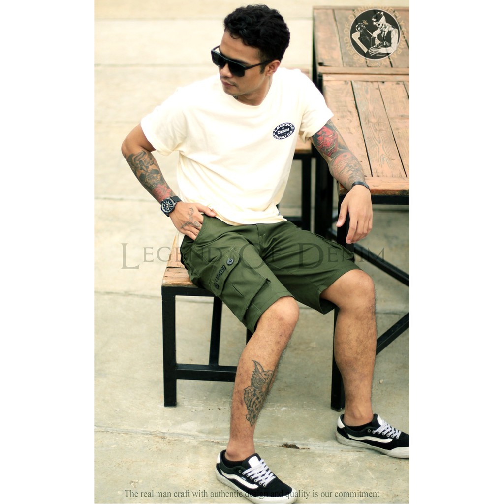 LEGEND Of DENIM Original Art 06 Celana Cargo Pendek Hijau Cargo Green army celana pendek distro