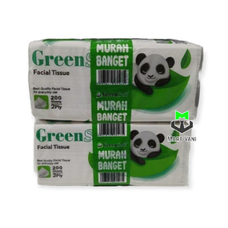 TISU GREEN SOFT FACIAL 200s 2 in 1 BANDED