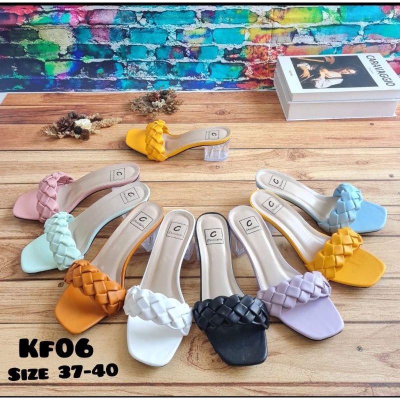 Hak kaca kepang 5cm / Heels kaca / Heels Wanita Murah / Heels Hak Tahu  / Sendal Wanita Hak Tahu / Sendal Wanita Murah EX-BHC