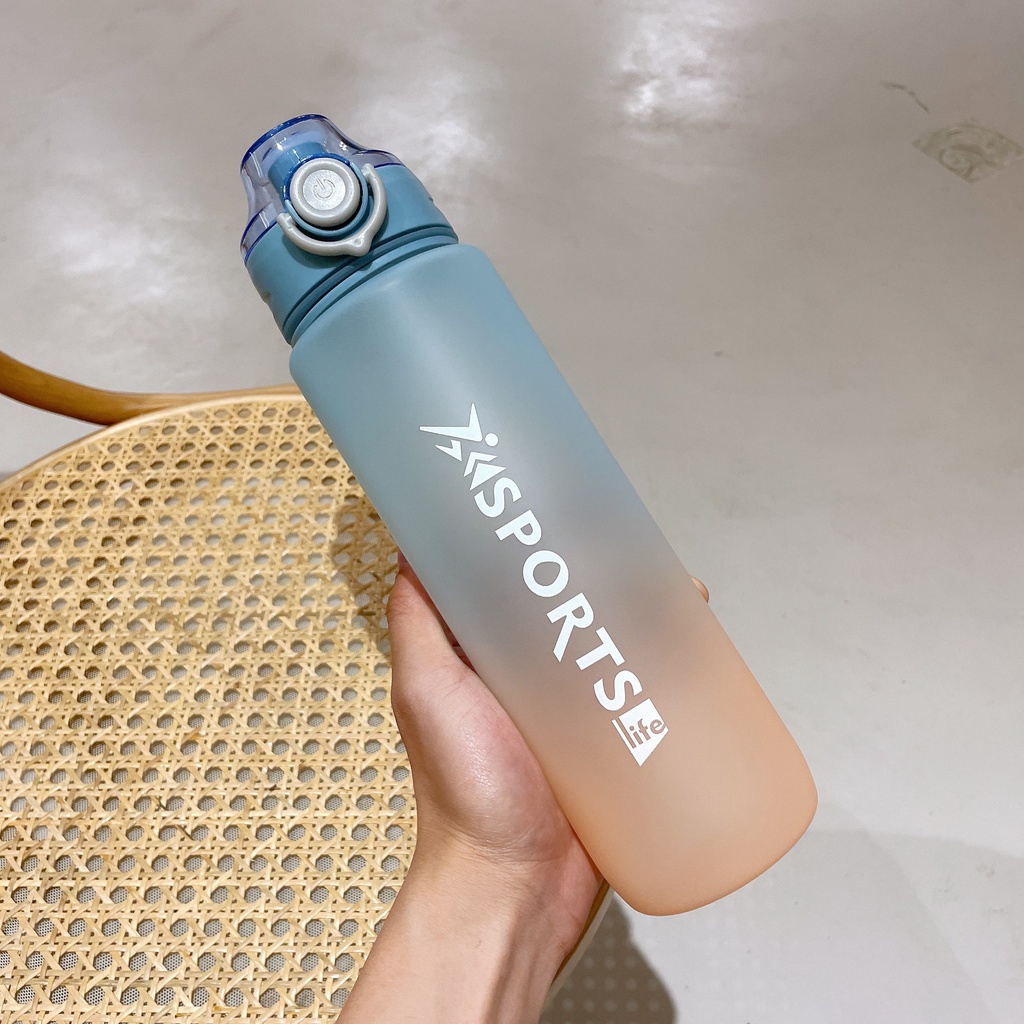 Botol Minum Motivasi 1 liter Tutup Flip Drink Reminder Botol Minum Tumbler Olahraga Sport Unik 1 liter-Blue