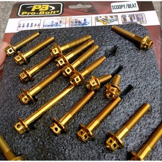 Baut Blok CVT Probolt Thailand Flower Gold - Blue Beat Scoopy Full Set flowers motor motor