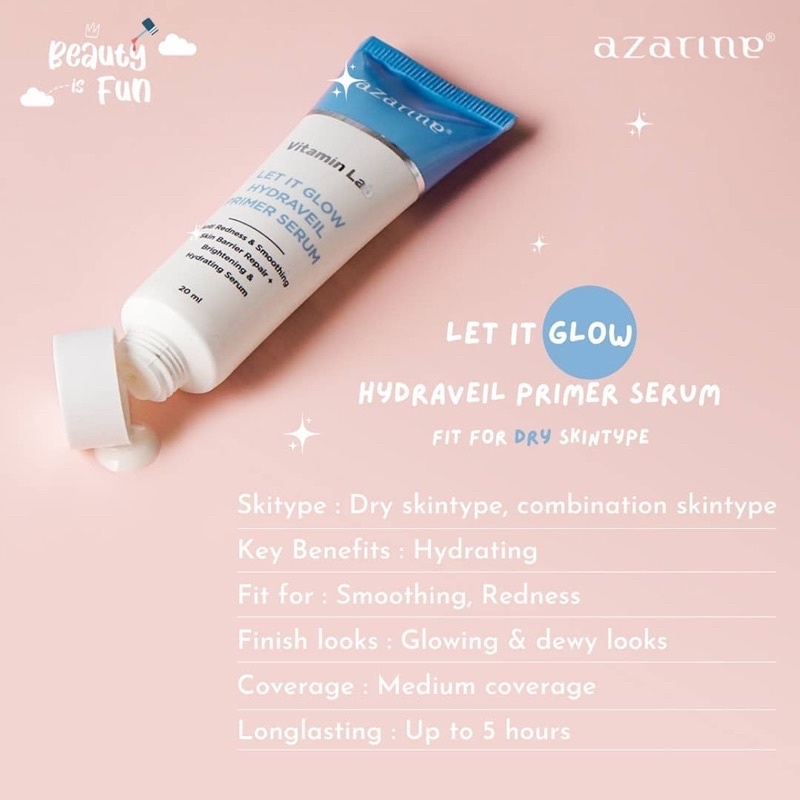 AZARINE Hydraveil Primer Serum Indonesia / Vitamin Lab Cleanser Toner Essence Lip Cream Mask Nail