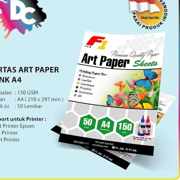 

➲ KERTAS ART PAPER F1 INK - Ukuran A4 isi 100 Lembar 150 gsm - A4 50 Lembar ✸