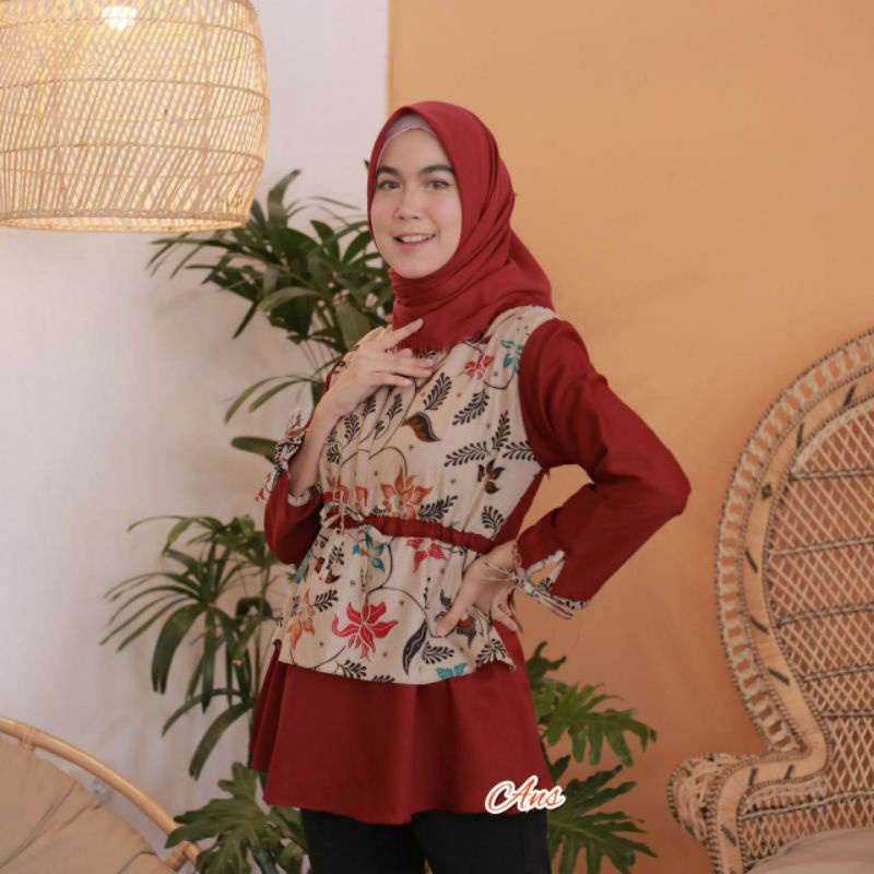 tey-17 Batik wanita ASJ SA HRB026 Kenongo Kemeja Tosca Pendek-1