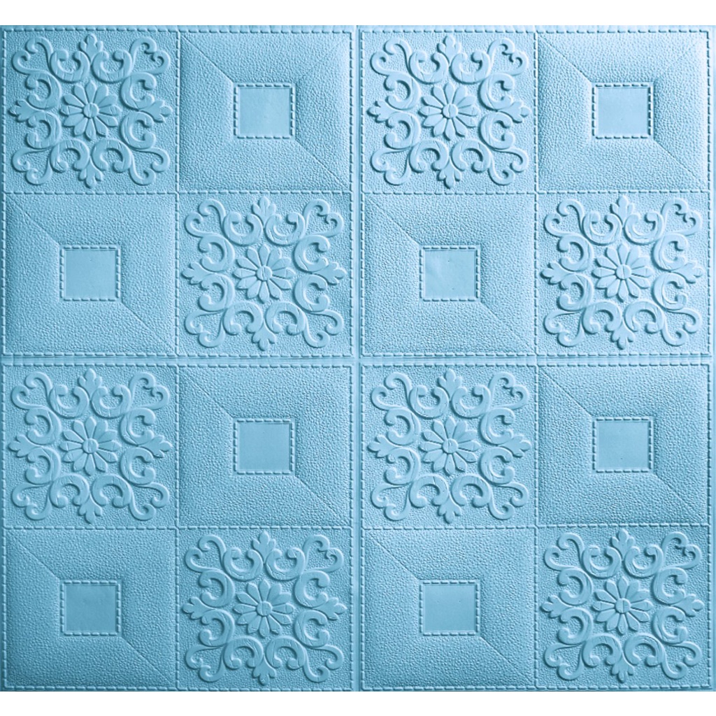 [BISA COD] Wallpaper Dinding Stiker Wallfoam 3D Sticker Dekorasi Kamar Rumah Murah Motif Batik-Biru