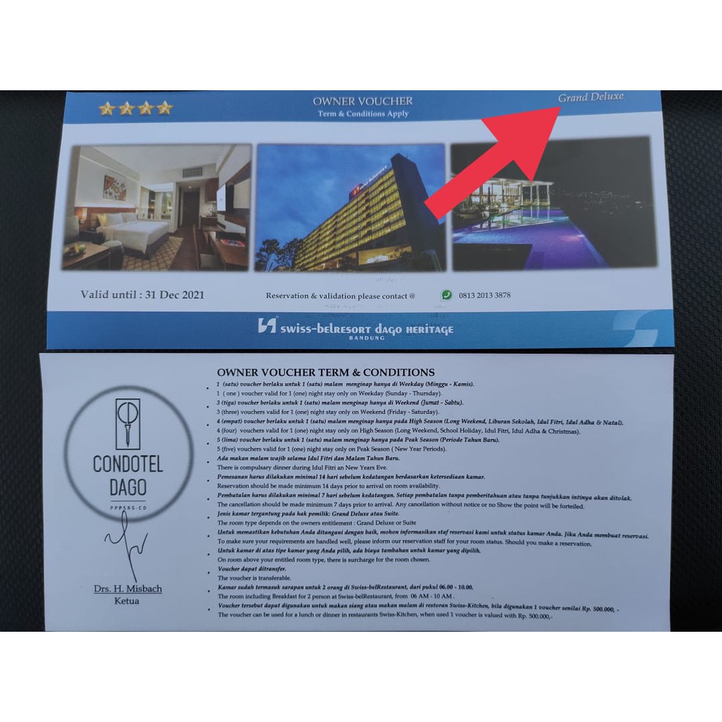 Voucher Swiss-Bel Hotel Grand Deluxe Bintang 4+ Dago Bandung