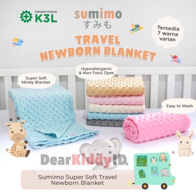 Sumimo Super Soft TRAVEL NEWBORN BLANKET POLOS Bayi Anak Lembut