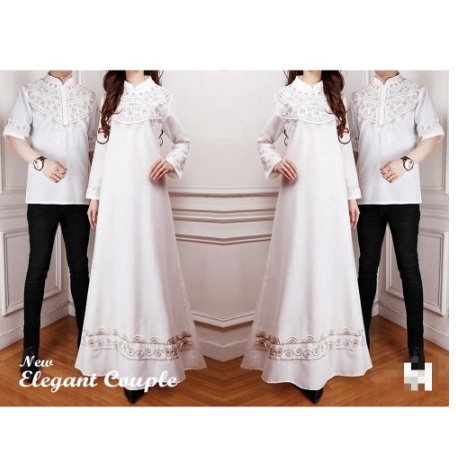 BAJU KOPEL CAPEL COUPLE ELEGANT MUSLIM MUSLIMAH PUTIH BORDIL PESTA KONDANGAN LEBARAN 2023