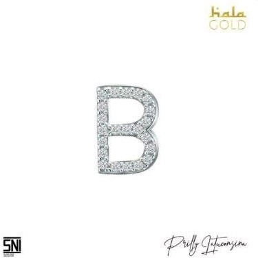 Liontin Hala inisial Huruf B Elegant emas Asli