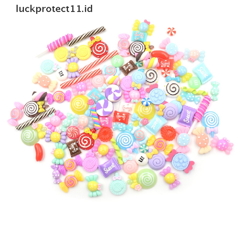 //HG&amp;ID// 10Pcs DIY Phone Case Decor Crafts Miniature Resin Lollipop Candy Dollhouse Food Supply .