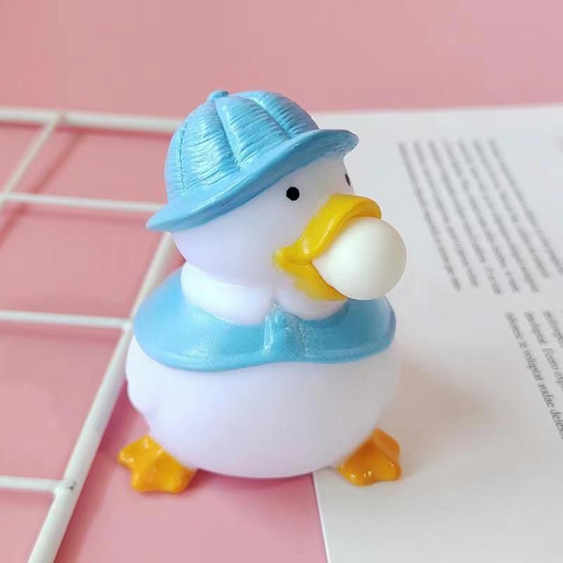 Mainan Spit Bubble Pop It Squishy Karakter Karet Silikon/Mainan Duck / Mainan Bebek / Mainan Karakter Lucu Remasan / Pop It Karakter Lucu-Biru
