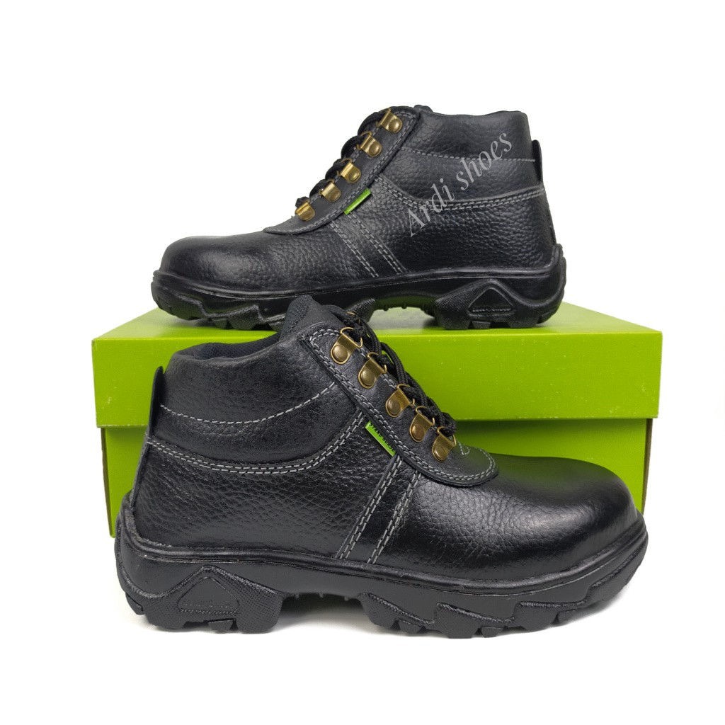 Sepatu Safety Pria Tali Boots Sepatu Sefty Kulit Asli Ujung Besi Sepatu Septi Cowok Stand Horse 804