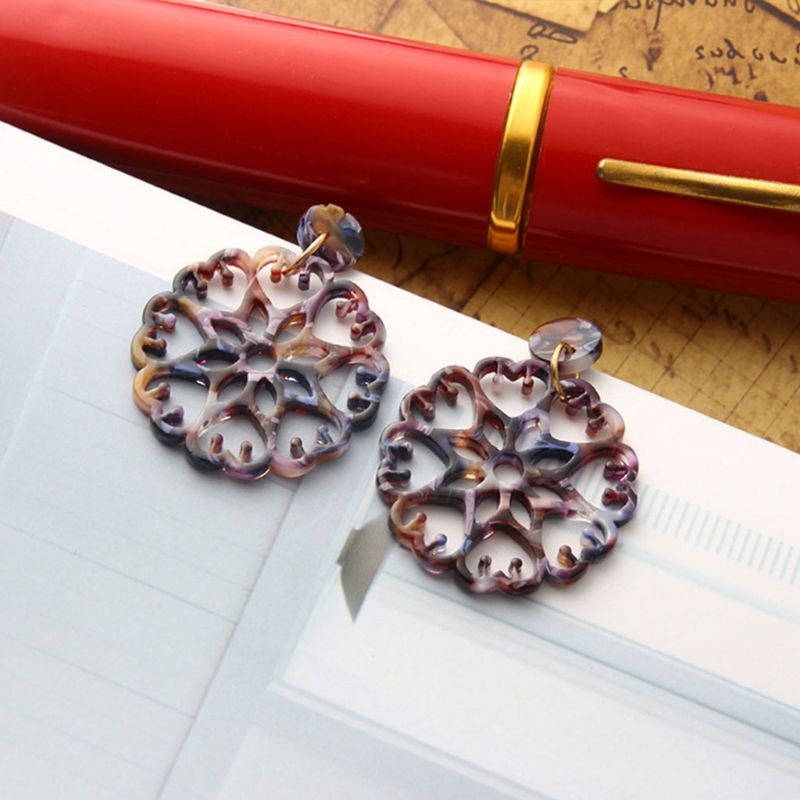 SIY  2018 Acetate Earrings Floral Chinese Style Hollow Geometric Women Jewelry Ethnic