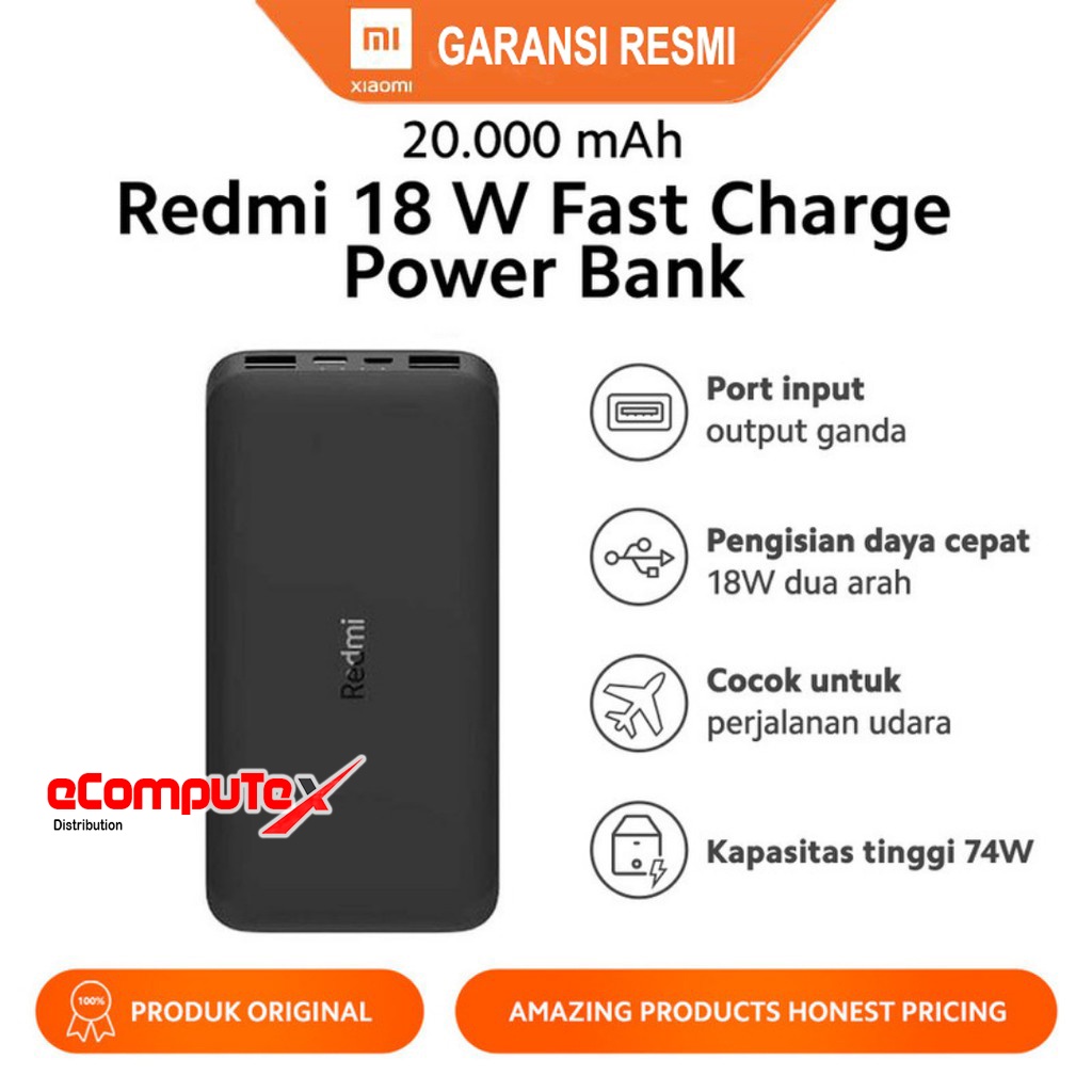 Xiaomi mi powerbank 20.000mah versi 3 fast charging 18w original / power bank xiaomi mi 20000mah versi 3 pengisian cepat 18watt original garansi resmi