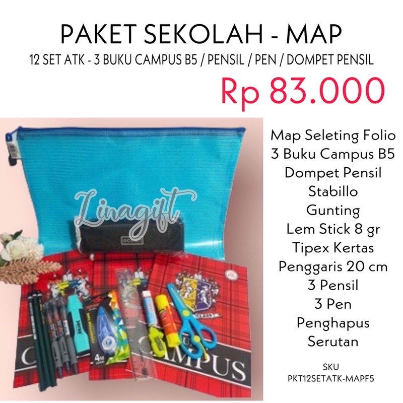 ( Set Paket Map ) STATIONERY SET FILE - ALAT TULIS SEKOLAH TK SD SMP SMA / BINGKISAN ULANG TAHUN SOUVENIR HADIAH LOMBA GOODIE BAG