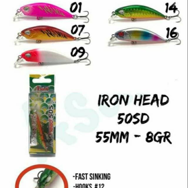 Lure ASARI IRON HEAD 50SD (5.5cm / 8gram) SINKING