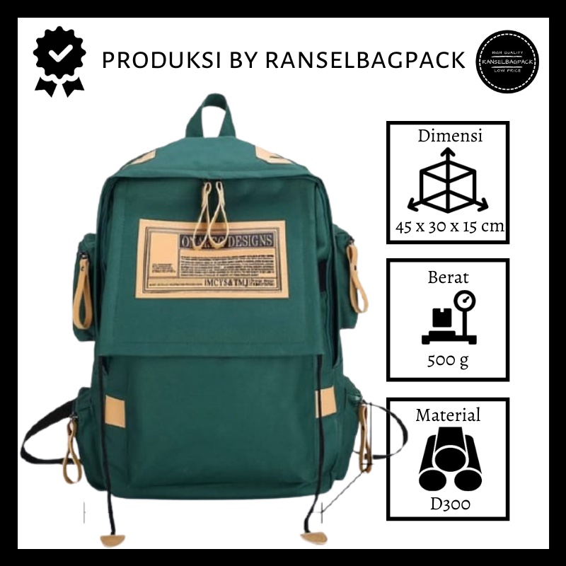 Tas Ransel Backpack Punggung Kekinian Outdoor Model Simple Casual Sekolah Kuliah Kerja Pria Wanita