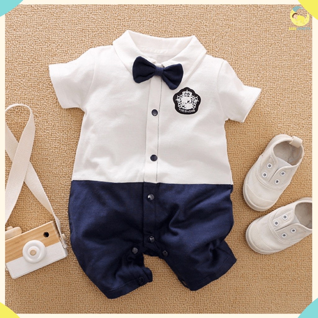 [COD]  BAJU BAYI LENGAN PENDEK MODEL JUMPER TUXEDO/Babylovanta