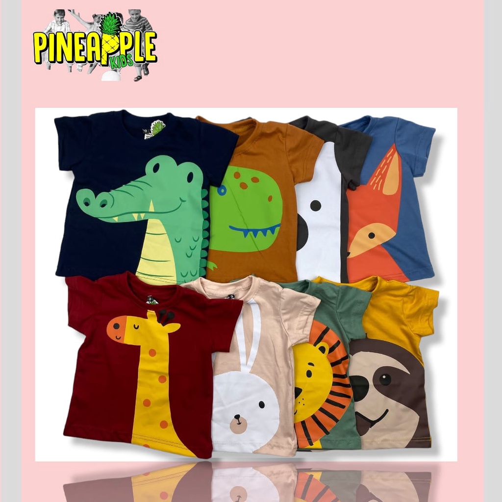 PINEAPPLE KIDS KAOS MURAH ANAK 1-5 TAHUN BAHAN KATUN ADEM/ANIMAL TEE KIDS AND BABY