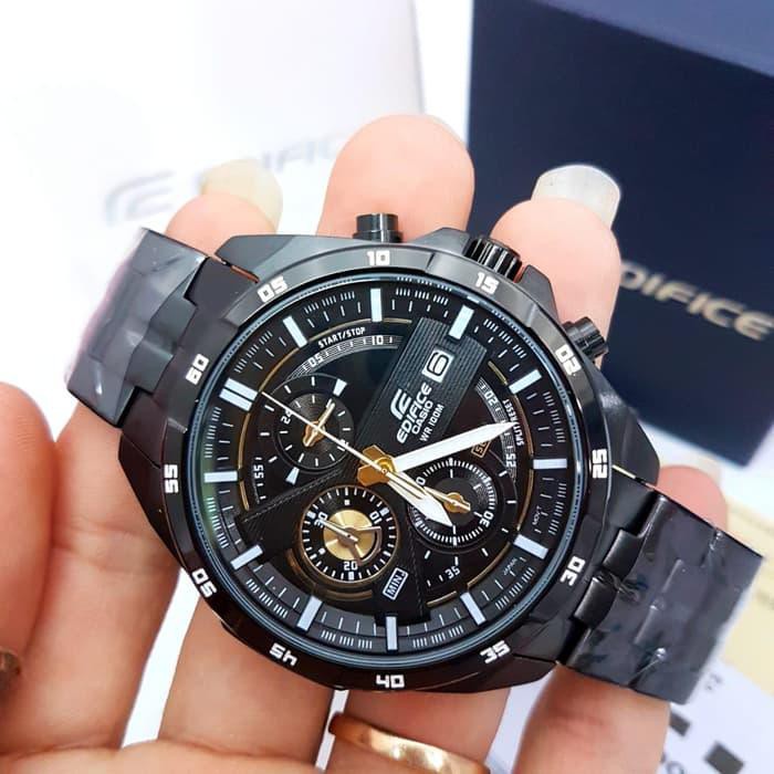 HEMAT JAM TANGAN PRIA CASIO EDIFICE EFR-556 BLACK LIST GOLD ORIGINAL BM 