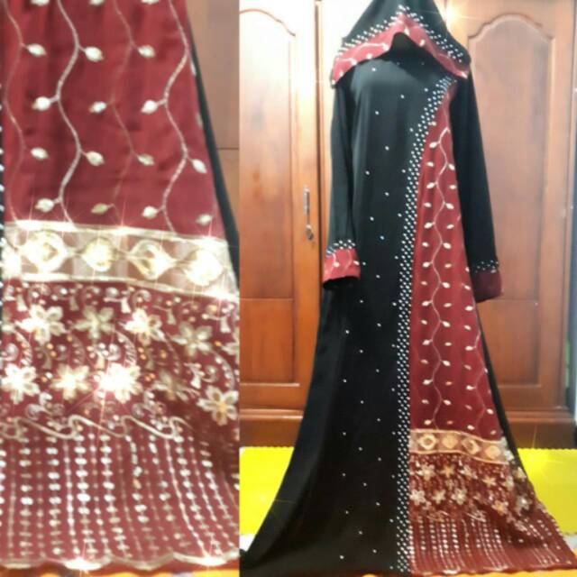 Abaya sari india merah couple
