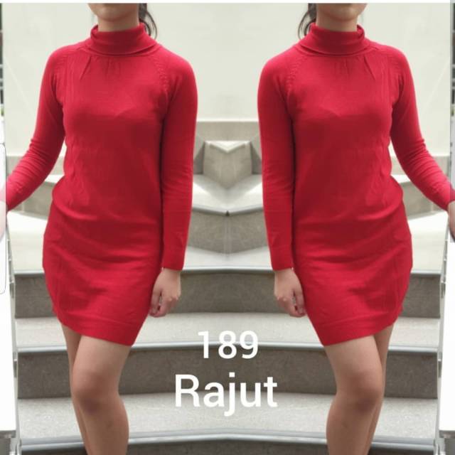 D378 red dress merah imlek wanita