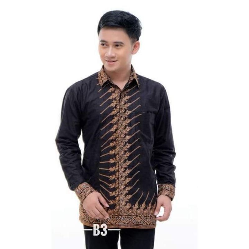 KEMEJA BATIK PRIA LENGAN PANJANG JUMBO M L XL XXL