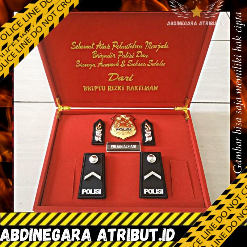 Pangkat Bripda PDH Box Set Custom Kualitas Premium perlengkapan polri Abdinegara Atribut Polisi