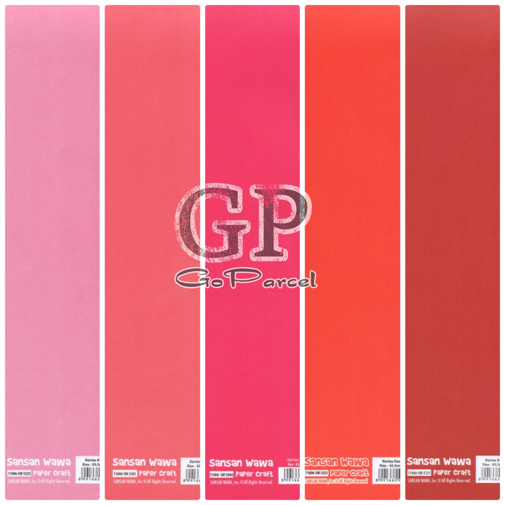 ( 5 Lembar ) POLOS SANWA - KERTAS KADO RED PINK SERIES - GIFT WRAP PAPER SANSAN WAWA DARK RED / MAROON / SOFT PINK