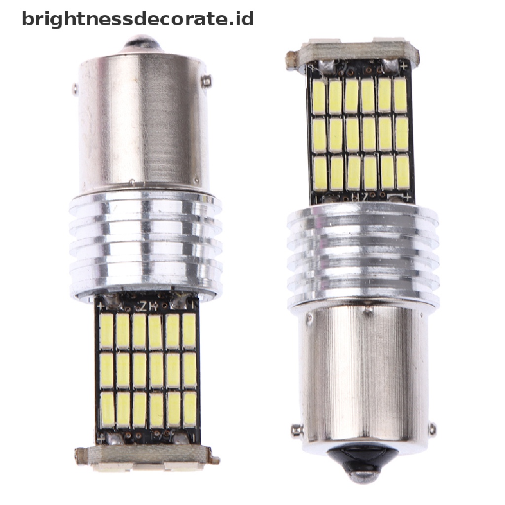 2 Pcs Lampu Rem Belakang Mobil Canbus Led 1156 15 Smd Ba15S P21W High Power 6000k Warna Putih