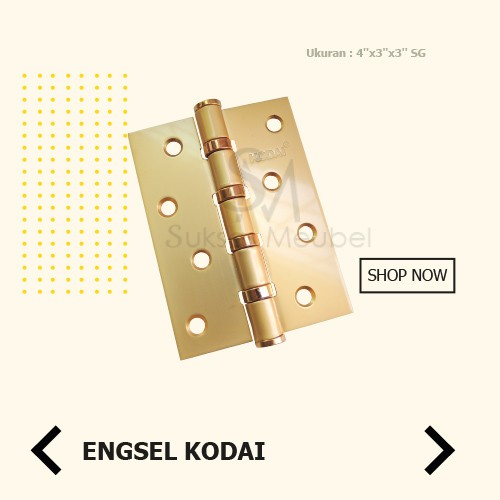 4" SG - ENGSEL PINTU / ENGSEL JENDELA TEBAL KODAI 4 INCH KUNING GOLD