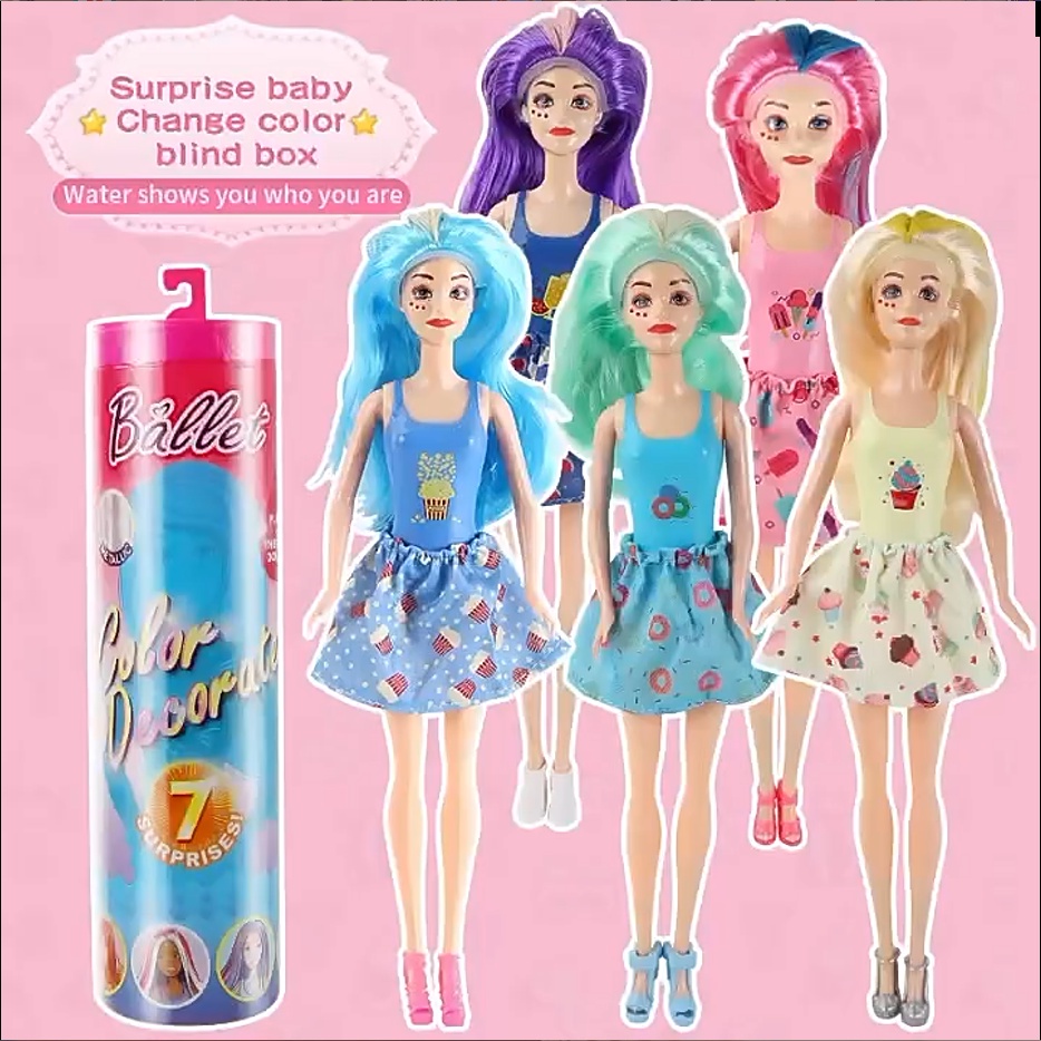 Boneka Barbie Color Reveal Dengan 7kejutan: Water Reveals Tampilan Boneka &amp; Menciptakan Perubahan Warna Di Wajah &amp; Rambut Mainan Rumah Bermain Bayi Hadiah Ulang Tahun