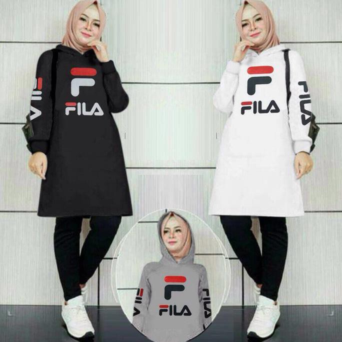 Pengiriman Cepat Sweater Tunik Hoodie Wanita Fila Lengan Panjang Baju Best Seller 774 MURAH