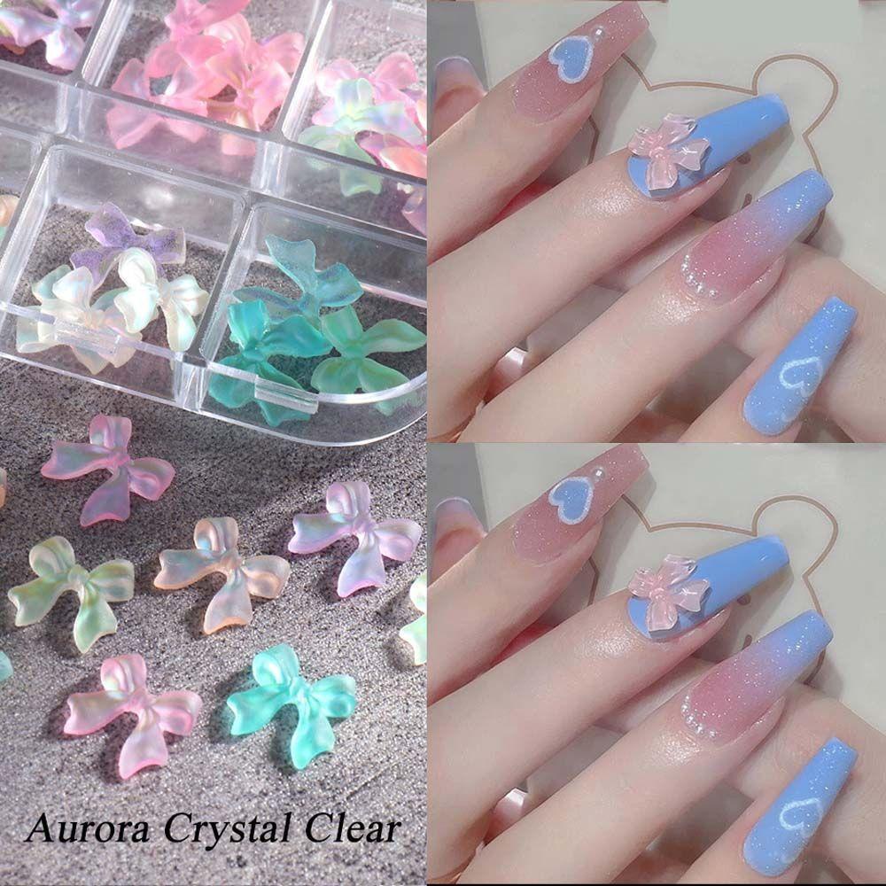 Mxbeauty 3D Nail Art Perhiasan DIY Fashion Nail Art Charms Hiasan Kuku Sparkly Frosted Ikatan Simpul Nail Rinestones