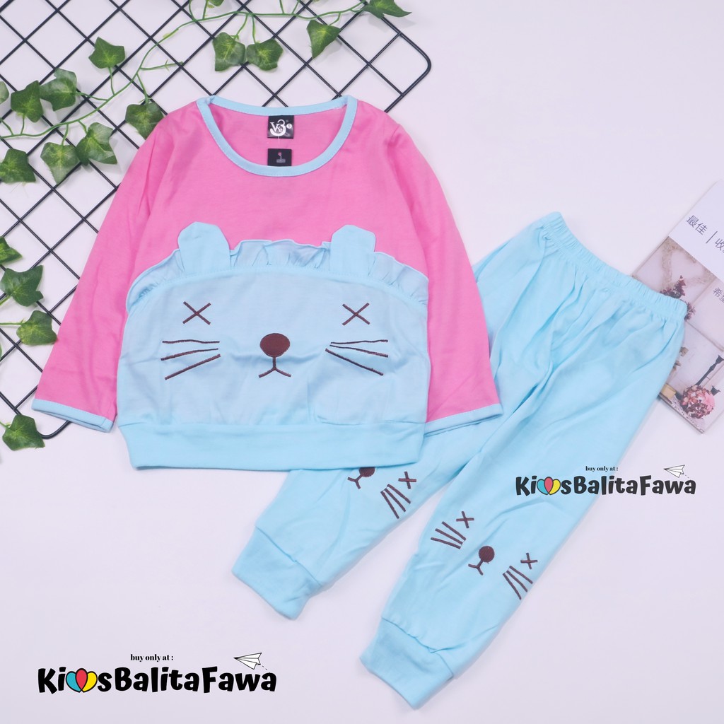 Piyama Chaca uk 4-6 Tahun / Baju Tidur Karakter Kaos Lengan Celana Panjang Setelan Hoodie Anak Cewek