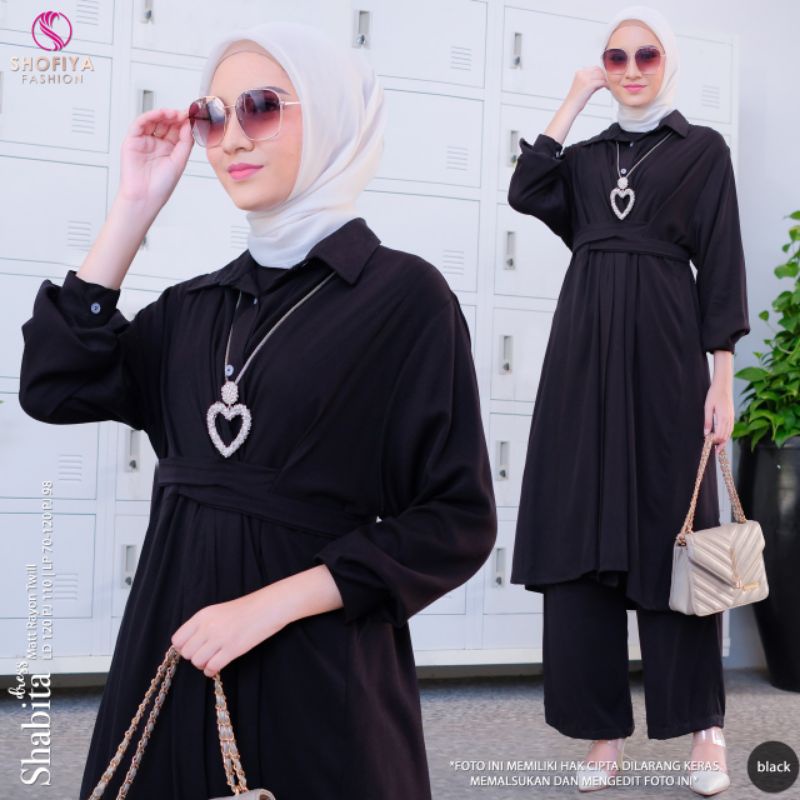 SHABITA SET, SETELAN TUNIK POLOS RAYON TWILL ORI SHOFIYA