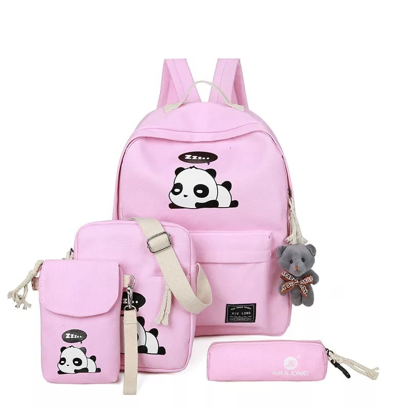 KSO_BAG - Tas Ransel Anak Wanita Terbaru 2021 Kekinian Backpack Panda 4in1 Korean Style Murah