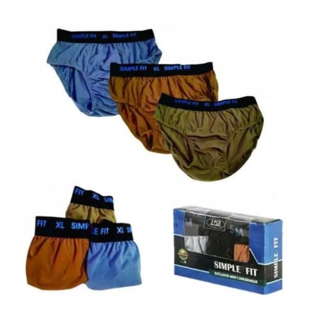 (M L XL 3L) 3 PCS CELANA DALAM PRIA BOXER CD PRIA DEWASA SIMPLE FIT