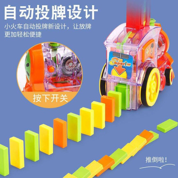 Mainan Domino Train Edukasi Anak Bayi Balita Kereta Api Susun Balok Bisa Jalan