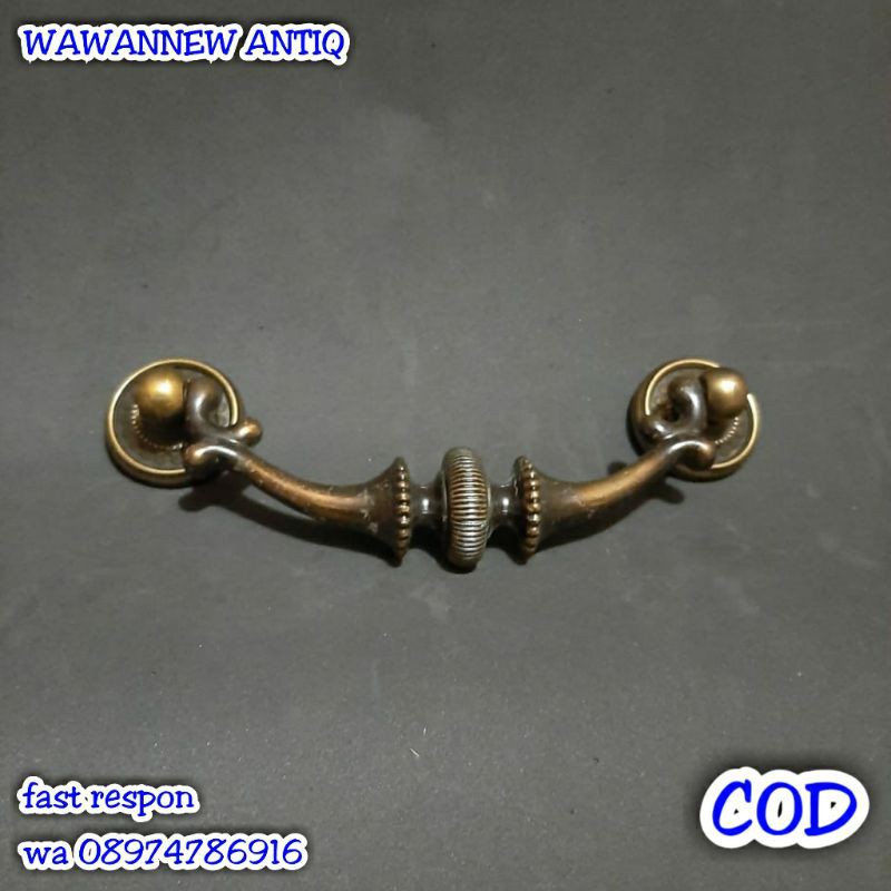 Handle Laci / Gagang Lemari Pintu Rumah Kuningan Antik Murah Motif Ukir 018