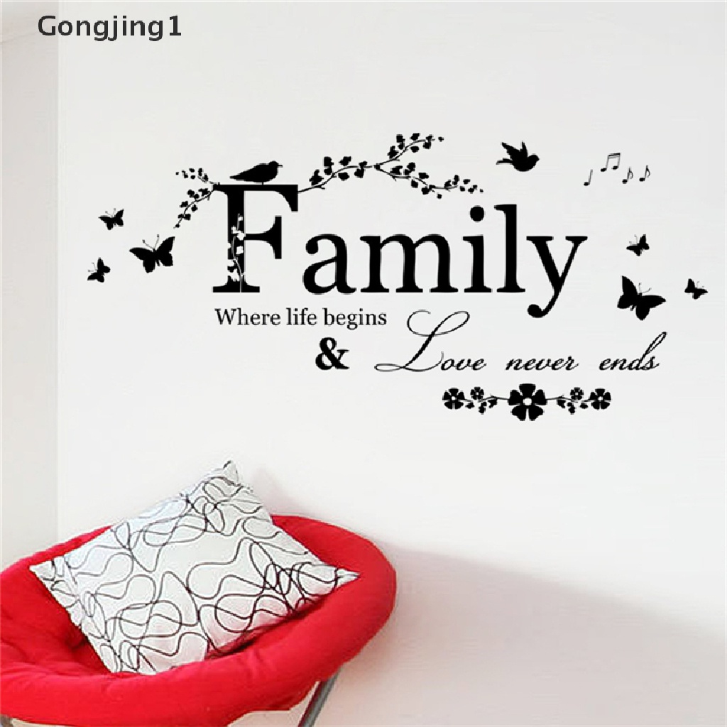 Gongjing1 Family Stiker Dinding Motif Tulisan Quotes Bahan Vinyl Untuk Dekorasi Rumah