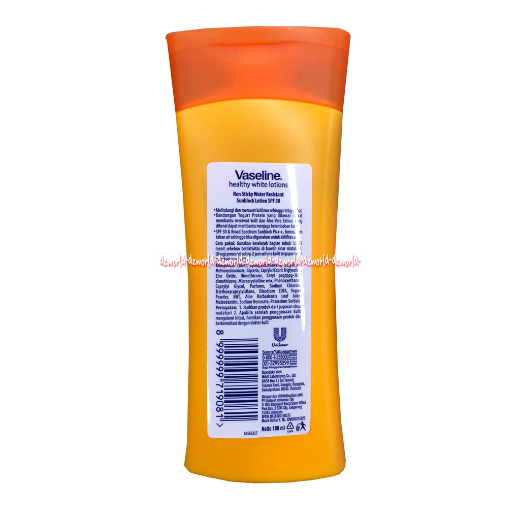 Vaseline Healthy Sunblock SPF 30 UV 100ml Protection Lotion Handbody Orange  Hand Body